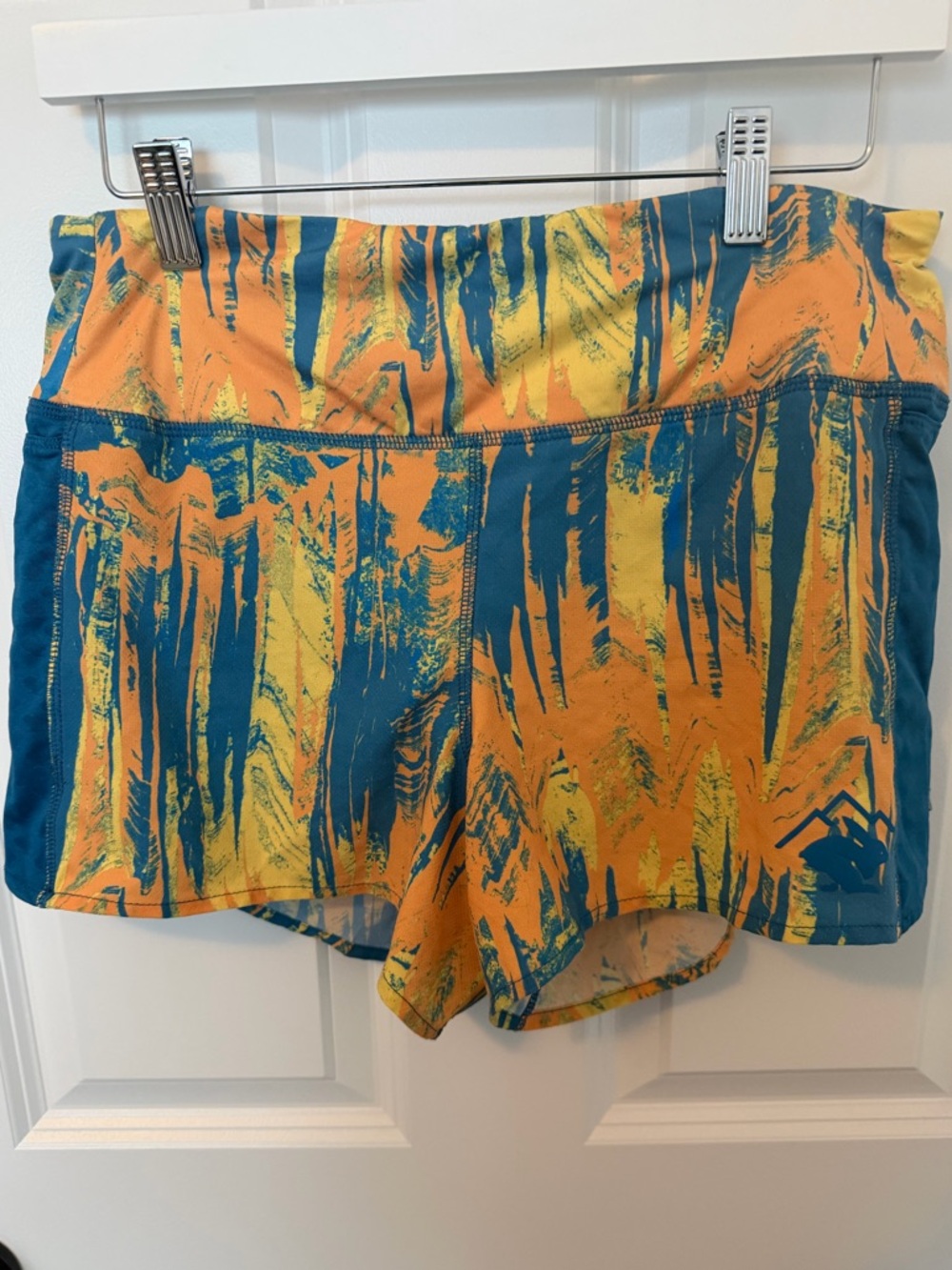 Women’s Athletic Shorts in Yellow & Teal Abstract Print